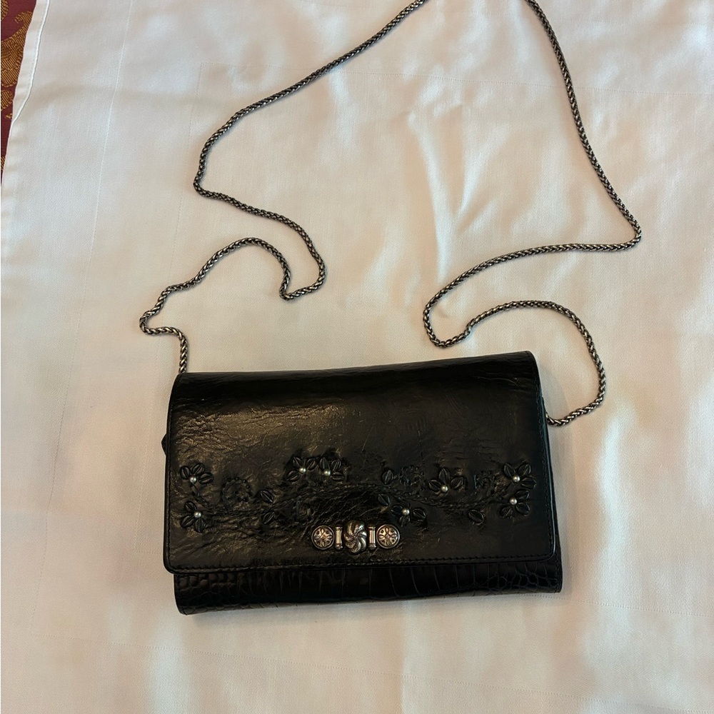 Brighton Black Clutch with Silver Hardware
